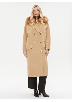 Elisabetta Franchi Płaszcz wełniany CP-44D-36E2-V1000 Brązowy Regular Fit ze sklepu MODIVO w kategorii Płaszcze damskie - zdjęcie 181088531