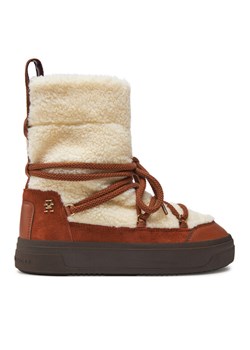 Tommy Hilfiger Śniegowce Lace-Up Faux Shearling Snowboot FW0FW08252 Beżowy ze sklepu MODIVO w kategorii Śniegowce damskie - zdjęcie 181088772