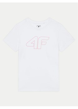 4F T-Shirt 4FJWMM00TTSHF1803 Biały Regular Fit ze sklepu MODIVO w kategorii Bluzki dziewczęce - zdjęcie 181088823