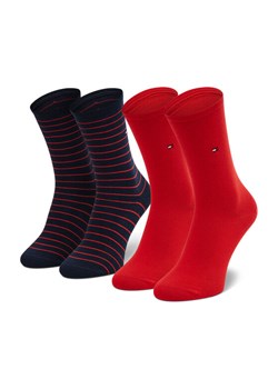 Tommy Hilfiger Zestaw 2 par wysokich skarpet damskich 100001494 Granatowy ze sklepu MODIVO w kategorii Skarpetki damskie - zdjęcie 181088972