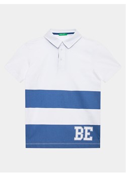 United Colors Of Benetton Polo 3BL0C300W Biały Regular Fit ze sklepu MODIVO w kategorii T-shirty chłopięce - zdjęcie 181089353