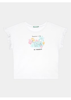 United Colors Of Benetton T-Shirt 3096G1093 Biały Regular Fit ze sklepu MODIVO w kategorii Bluzki dziewczęce - zdjęcie 181090680