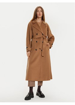 Tommy Hilfiger Płaszcz wełniany WW0WW45919 Brązowy Oversize ze sklepu MODIVO w kategorii Płaszcze damskie - zdjęcie 181091213