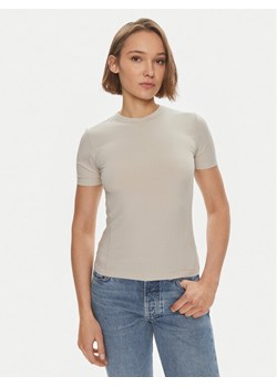 Calvin Klein T-Shirt K20K206553 Beżowy Slim Fit ze sklepu MODIVO w kategorii Bluzki damskie - zdjęcie 181092460