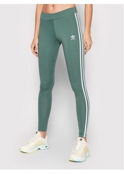 adidas Legginsy 3 Stripes HE0405 Zielony Slim Fit ze sklepu MODIVO w kategorii Spodnie damskie - zdjęcie 181094182