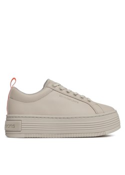 Calvin Klein Jeans Sneakersy Bold Flatf Low Laceup Lth In Lum YW0YW01309 Beżowy ze sklepu MODIVO w kategorii Buty sportowe dziecięce - zdjęcie 181094892
