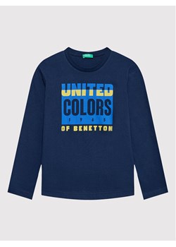 United Colors Of Benetton Bluzka 3I1XC105U Granatowy Regular Fit ze sklepu MODIVO w kategorii T-shirty chłopięce - zdjęcie 181095430