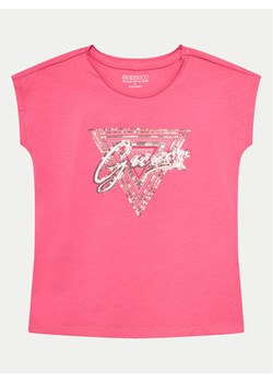 Guess T-Shirt J4GI21 K6YW4 Różowy Boxy Fit ze sklepu MODIVO w kategorii Bluzki dziewczęce - zdjęcie 181095443