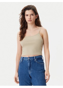 Calvin Klein Jeans Top Logo J20J225312 Beżowy Slim Fit ze sklepu MODIVO w kategorii Bluzki damskie - zdjęcie 181095891