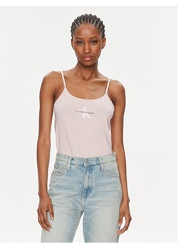 Calvin Klein Jeans Top Monologo Strappy Tank Top J20J223105 Różowy Slim Fit ze sklepu MODIVO w kategorii Bluzki damskie - zdjęcie 181098301