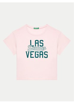 United Colors Of Benetton T-Shirt 3096C10LG Różowy Regular Fit ze sklepu MODIVO w kategorii Bluzki dziewczęce - zdjęcie 181098382