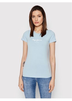 Pepe Jeans T-Shirt New Virgina PL505202 Niebieski Slim Fit ze sklepu MODIVO w kategorii Bluzki damskie - zdjęcie 181098661