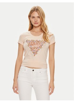 Guess T-Shirt W4YI72 J1314 Różowy Slim Fit ze sklepu MODIVO w kategorii Bluzki damskie - zdjęcie 181099741