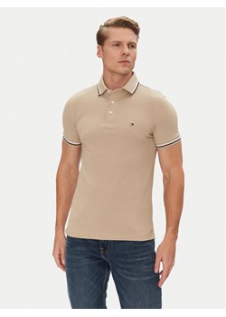 Tommy Hilfiger Polo Seasonal MW0MW39993 Beżowy Slim Fit ze sklepu MODIVO w kategorii T-shirty męskie - zdjęcie 181100883