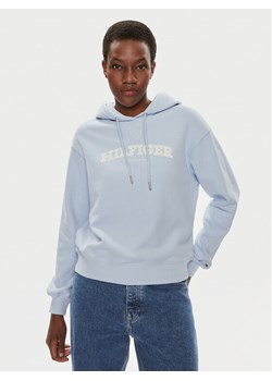 Tommy Hilfiger Bluza Monotype Flock WW0WW41236 Błękitny Relaxed Fit ze sklepu MODIVO w kategorii Bluzy damskie - zdjęcie 181101230