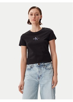 Calvin Klein Jeans T-Shirt Gradient Monologo J20J225252 Czarny Slim Fit ze sklepu MODIVO w kategorii Bluzki damskie - zdjęcie 181101361