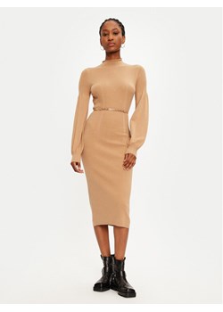 TWINSET Sukienka dzianinowa 242TP3591 Beżowy Slim Fit ze sklepu MODIVO w kategorii Sukienki - zdjęcie 181101501