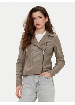 YAS Kurtka skórzana Sophie 26018510 Szary Regular Fit ze sklepu MODIVO w kategorii Kurtki damskie - zdjęcie 181101642