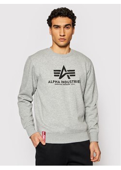 Alpha Industries Bluza Basic Sweater 178302 Szary Regular Fit ze sklepu MODIVO w kategorii Bluzy męskie - zdjęcie 181103803