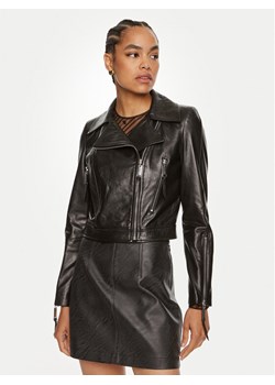 Elisabetta Franchi Kurtka skórzana GD-44Z-46E2 Czarny Regular Fit ze sklepu MODIVO w kategorii Kurtki damskie - zdjęcie 181104252