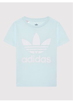 adidas T-Shirt Trefoil HS8863 Błękitny Regular Fit ze sklepu MODIVO w kategorii Bluzki dziewczęce - zdjęcie 181104423