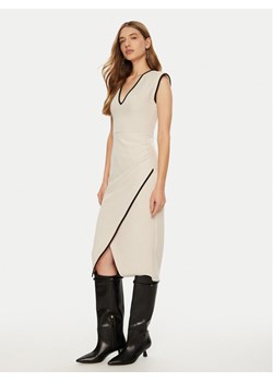 ACCESS FASHION Sukienka koktajlowa 44-3380-531 Écru Slim Fit ze sklepu MODIVO w kategorii Sukienki - zdjęcie 181105522