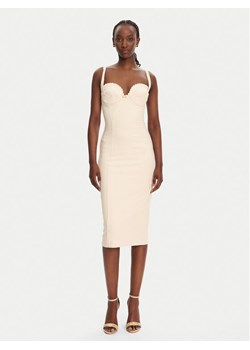 Elisabetta Franchi Sukienka koktajlowa AB85052E2 193 Beżowy Regular Fit - id: 0000305007537 - marki Elisabetta Franchi - 181106261 Elisabetta Franchi Sukienka koktajlowa AB85052E2 193 Beżowy Regular Fit ze sklepu MODIVO w kategorii Sukienki - zdjęcie 181106261