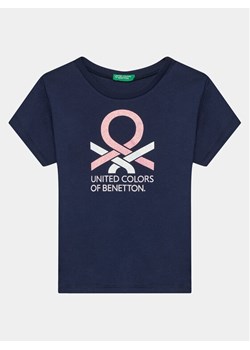 United Colors Of Benetton T-Shirt 3I1XC10H8 Granatowy Regular Fit ze sklepu MODIVO w kategorii Bluzki dziewczęce - zdjęcie 181107221