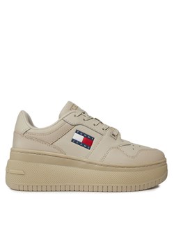 Tommy Jeans Sneakersy Tjw Retro Basket Flatform Ess EN0EN02506 Beżowy ze sklepu MODIVO w kategorii Buty sportowe damskie - zdjęcie 181109191
