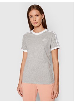 adidas T-Shirt adicolor Classics 3-Stripes H33576 Szary Standard Fit ze sklepu MODIVO w kategorii Bluzki damskie - zdjęcie 181109534