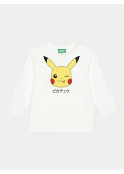 United Colors Of Benetton Bluzka POKEMON 3VR5G10CQ Biały Regular Fit ze sklepu MODIVO w kategorii Bluzki dziewczęce - zdjęcie 181109723