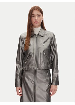 DKNY Kurtka z imitacji skóry P4JJ6XJA Srebrny Regular Fit ze sklepu MODIVO w kategorii Kurtki damskie - zdjęcie 181111421