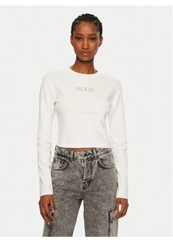 HUGO Bluzka Della 50537288 Biały Slim Fit ze sklepu MODIVO w kategorii Bluzki damskie - zdjęcie 181111730