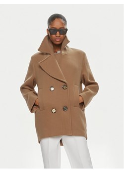 Pinko Płaszcz wełniany 101830 A13B Beżowy Regular Fit ze sklepu MODIVO w kategorii Płaszcze damskie - zdjęcie 181112974