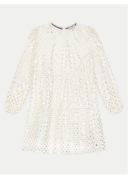 Tommy Hilfiger Sukienka elegancka Foil Star Dress Ls KG0KG08210 Écru Regular Fit - id: 0000304055393 - marki Tommy Hilfiger - 181115841 Tommy Hilfiger Sukienka elegancka Foil Star Dress Ls KG0KG08210 Écru Regular Fit ze sklepu MODIVO w kategorii Sukienki dziewczęce - zdjęcie 181115841