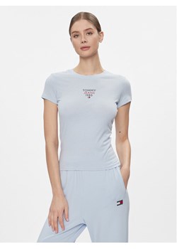 Tommy Jeans T-Shirt Essential DW0DW17357 Błękitny Slim Fit ze sklepu MODIVO w kategorii Bluzki damskie - zdjęcie 181115891