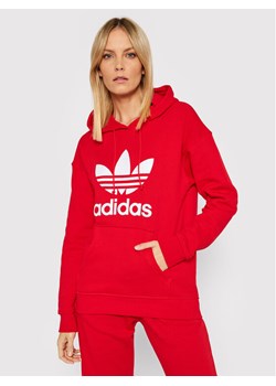 adidas Bluza adicolor Trefoil HE6953 Czerwony Regular Fit ze sklepu MODIVO w kategorii Bluzy damskie - zdjęcie 181115930
