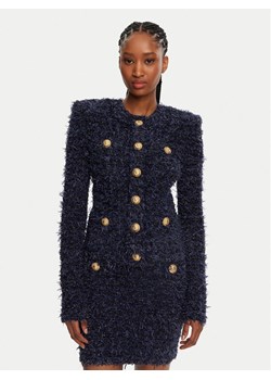 Balmain Kardigan DF0SK249KH74 Granatowy Regular Fit ze sklepu MODIVO w kategorii Swetry damskie - zdjęcie 181117862