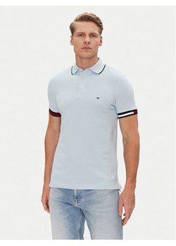 Tommy Hilfiger Polo Flag Cuff MW0MW38458 Błękitny Slim Fit ze sklepu MODIVO w kategorii T-shirty męskie - zdjęcie 181118133