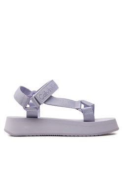 Calvin Klein Jeans Sandały Sandal Velcro Webbing In Mtl YW0YW01480 Fioletowy ze sklepu MODIVO w kategorii Sandały damskie - zdjęcie 181118332