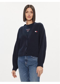 Tommy Jeans Kardigan Essential DW0DW17253 Granatowy Relaxed Fit ze sklepu MODIVO w kategorii Swetry damskie - zdjęcie 181118922