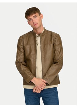 Only & Sons Kurtka z imitacji skóry Mike 22012339 Brązowy Regular Fit ze sklepu MODIVO w kategorii Kurtki męskie - zdjęcie 181119350