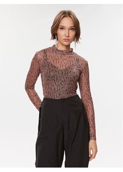 Vila Bluzka 14088372 Brązowy Slim Fit ze sklepu MODIVO w kategorii Bluzki damskie - zdjęcie 181119382