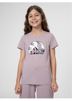4F T-Shirt 4FJSS23TTSHF389 Fioletowy Regular Fit ze sklepu MODIVO w kategorii Bluzki dziewczęce - zdjęcie 181120154