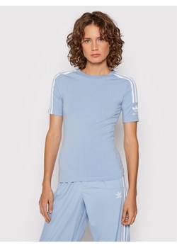 adidas T-Shirt H33545 Błękitny Tight Fit ze sklepu MODIVO w kategorii Bluzki damskie - zdjęcie 181121454