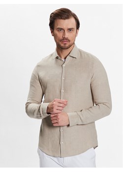 Calvin Klein Koszula Linen Solid Slim Shirt K10K109286 Beżowy Slim Fit ze sklepu MODIVO w kategorii Koszule męskie - zdjęcie 181124884