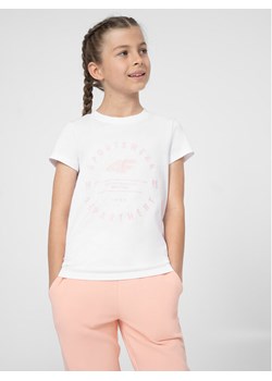 4F T-Shirt 4FJSS23TTSHF280 Biały Regular Fit ze sklepu MODIVO w kategorii Bluzki dziewczęce - zdjęcie 181125570