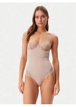 Calvin Klein Underwear Body 000QF8002E Beżowy ze sklepu MODIVO w kategorii Body damskie - zdjęcie 181125602