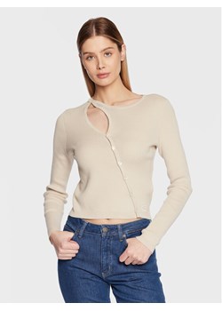 Calvin Klein Jeans Kardigan J20J220707 Beżowy Regular Fit ze sklepu MODIVO w kategorii Swetry damskie - zdjęcie 181126233