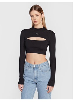Calvin Klein Jeans Sweter J20J220446 Czarny Slim Fit ze sklepu MODIVO w kategorii Swetry damskie - zdjęcie 181126273